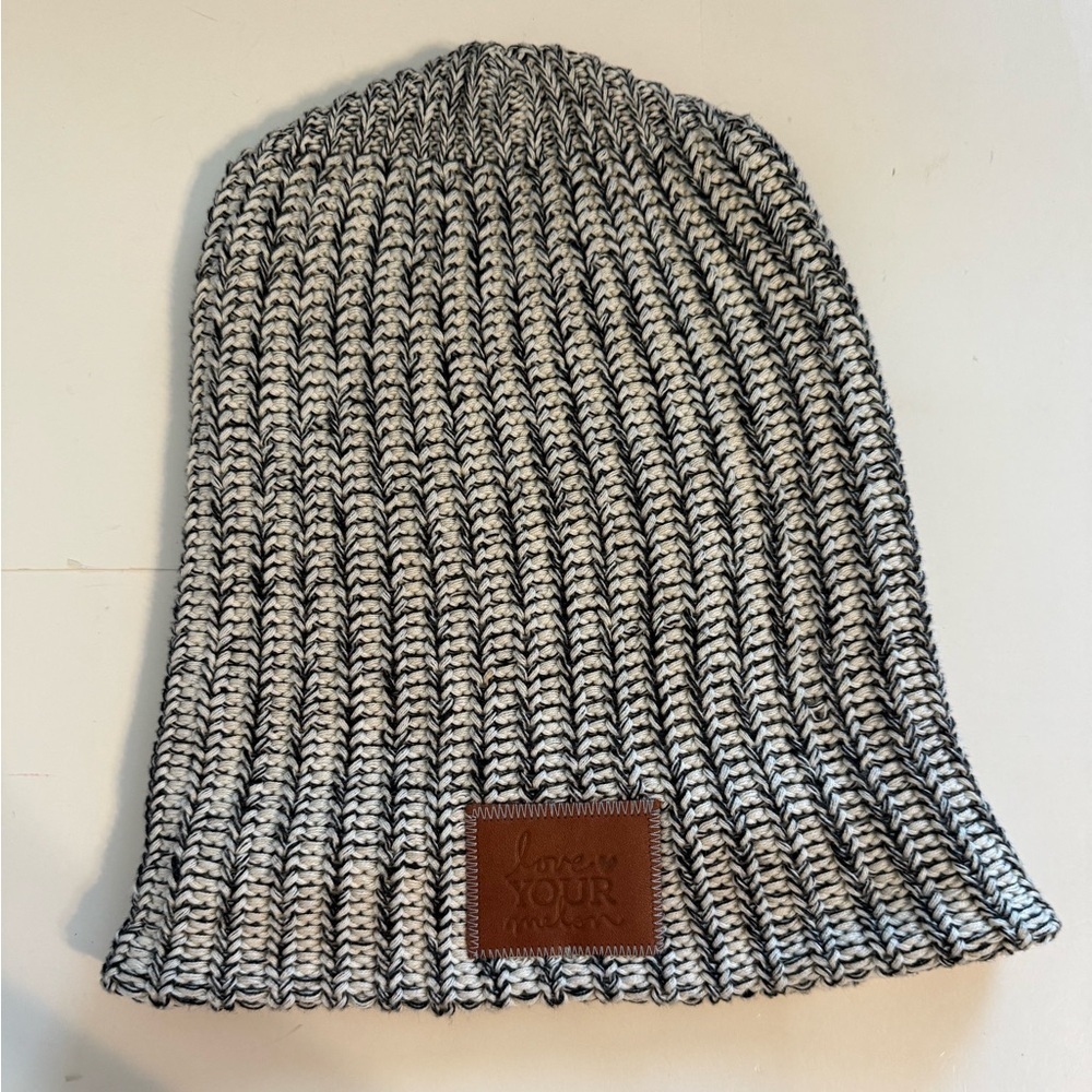 Love Your Melon Marled Black White Gray Cotton Beanie Style Toboggan Hat